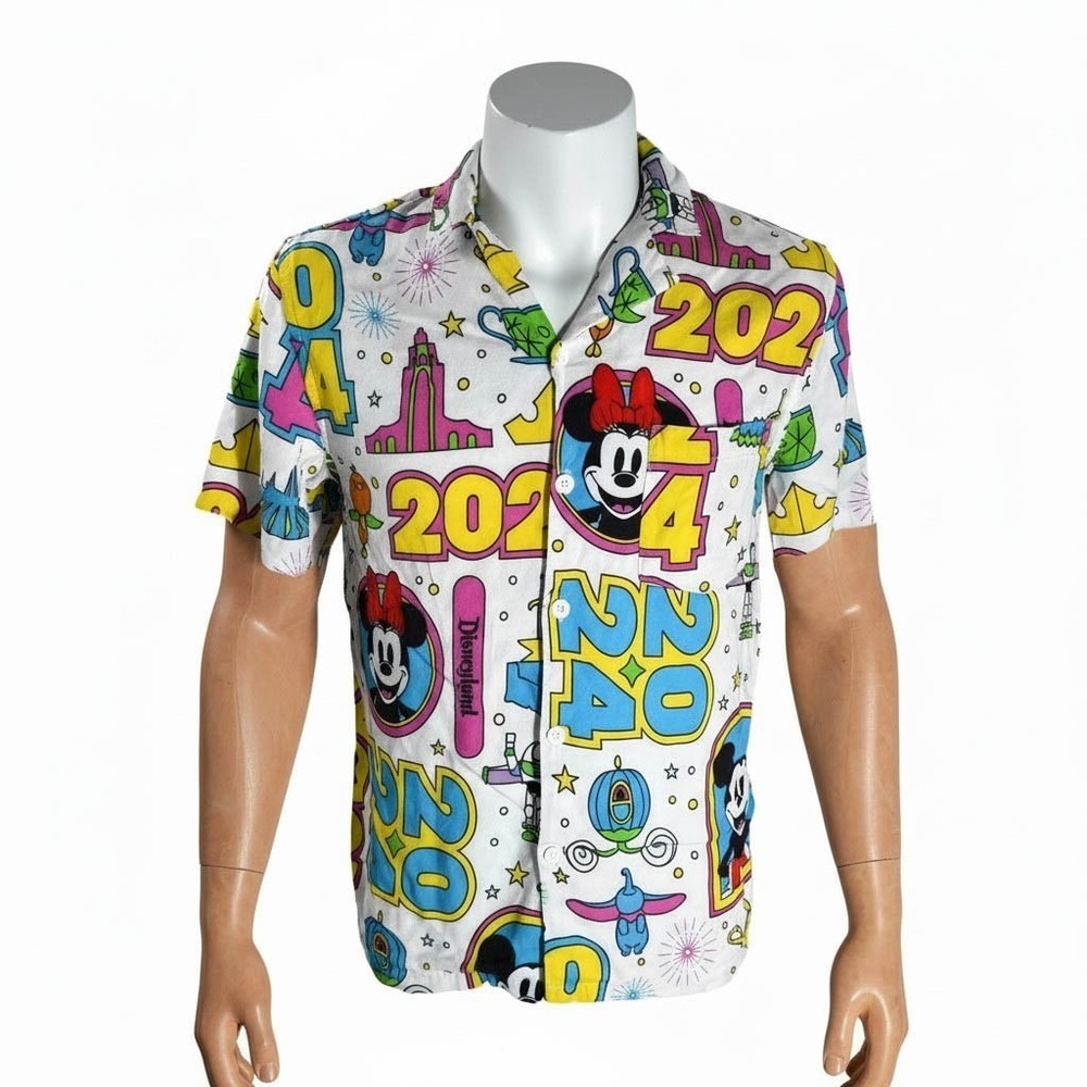 Disney Resort Shirt Mediumβ Mickey Minnie Figment 2024 Celebration Button Down